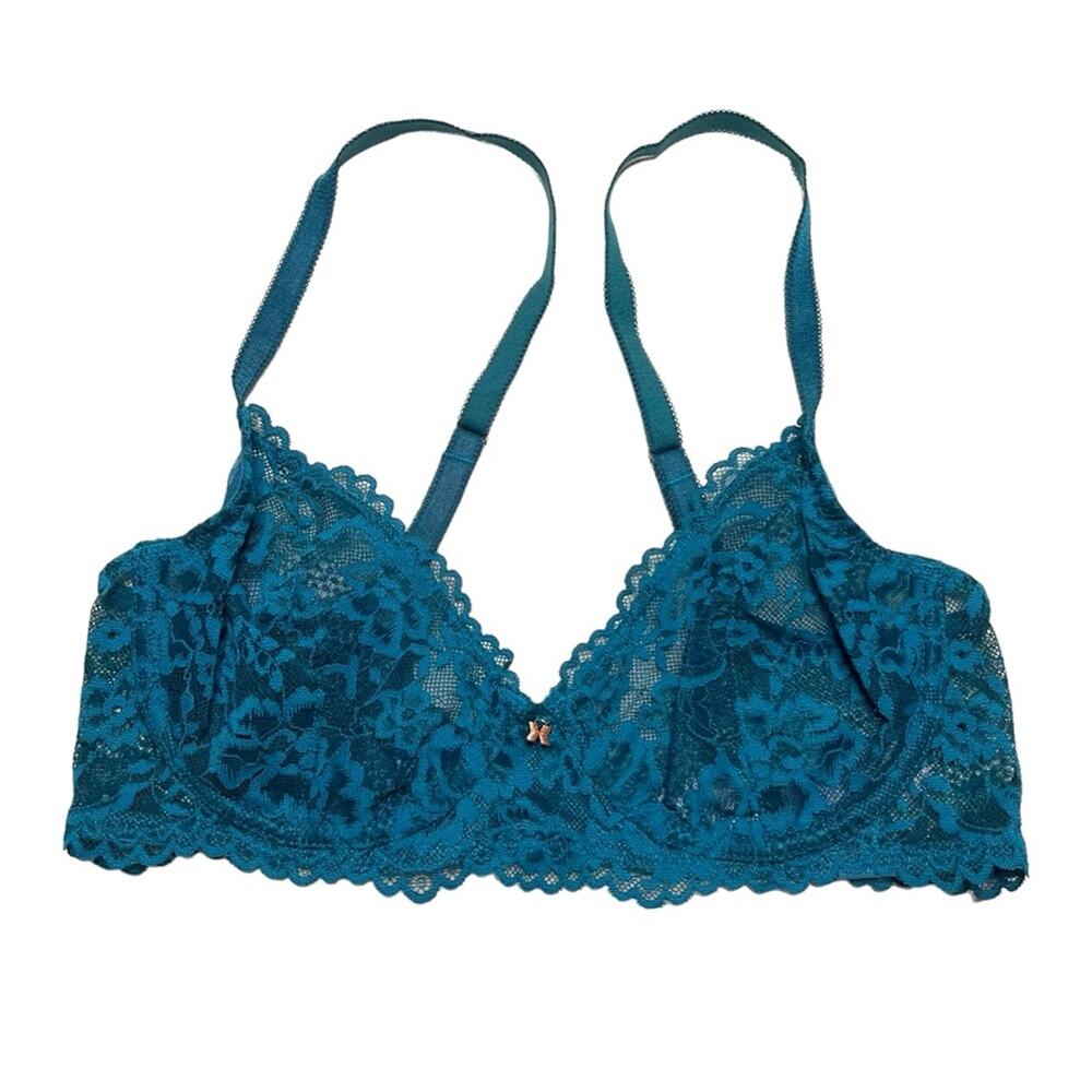 Savage X Fenty Floral Lace Unlined Bra Forest Green Size 32D